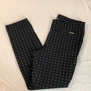 Black and white stretchy dress pants.